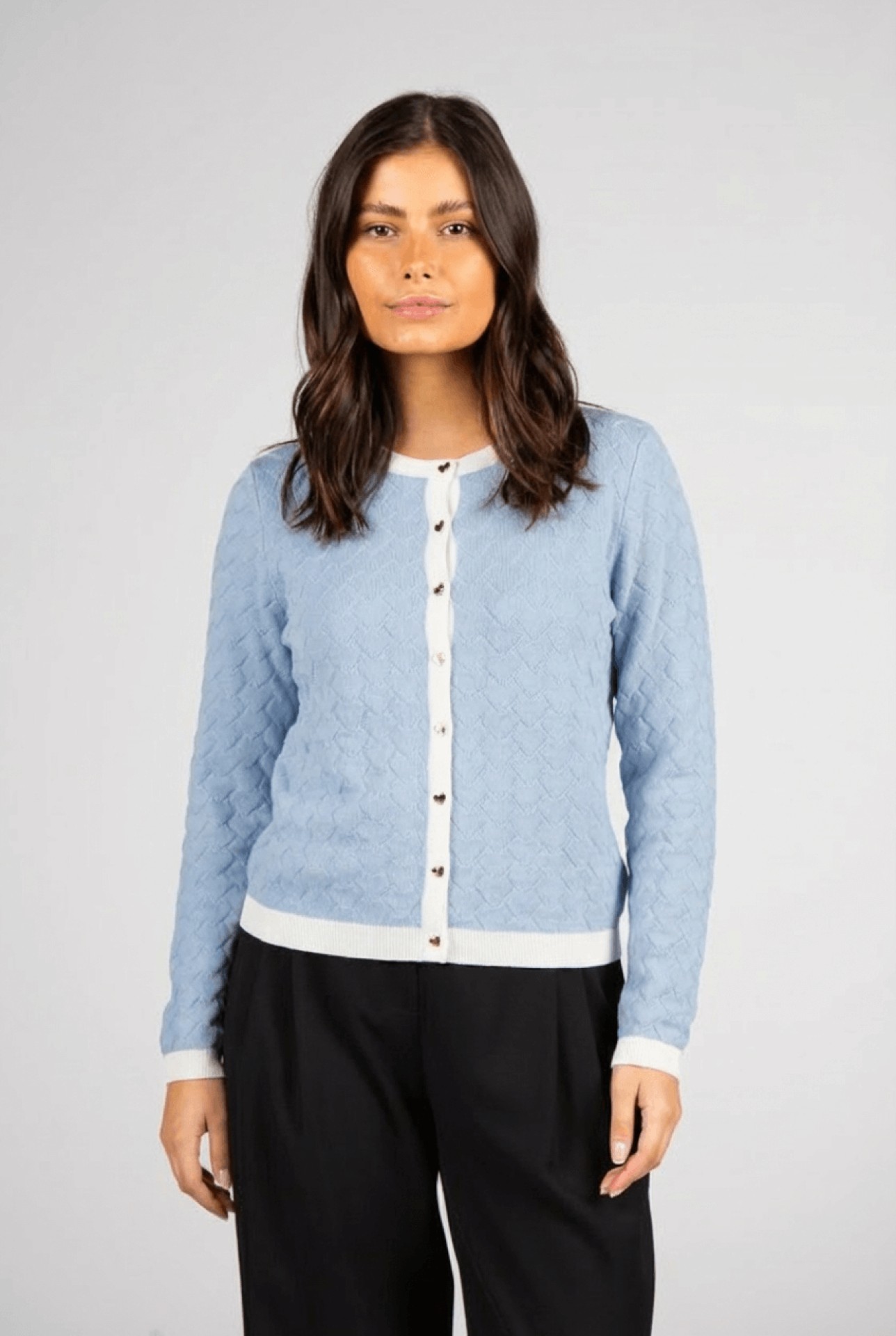 Knit cardigan with heart-shaped buttons