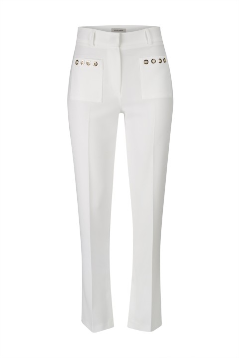 Straight-cut trousers with eyelets 