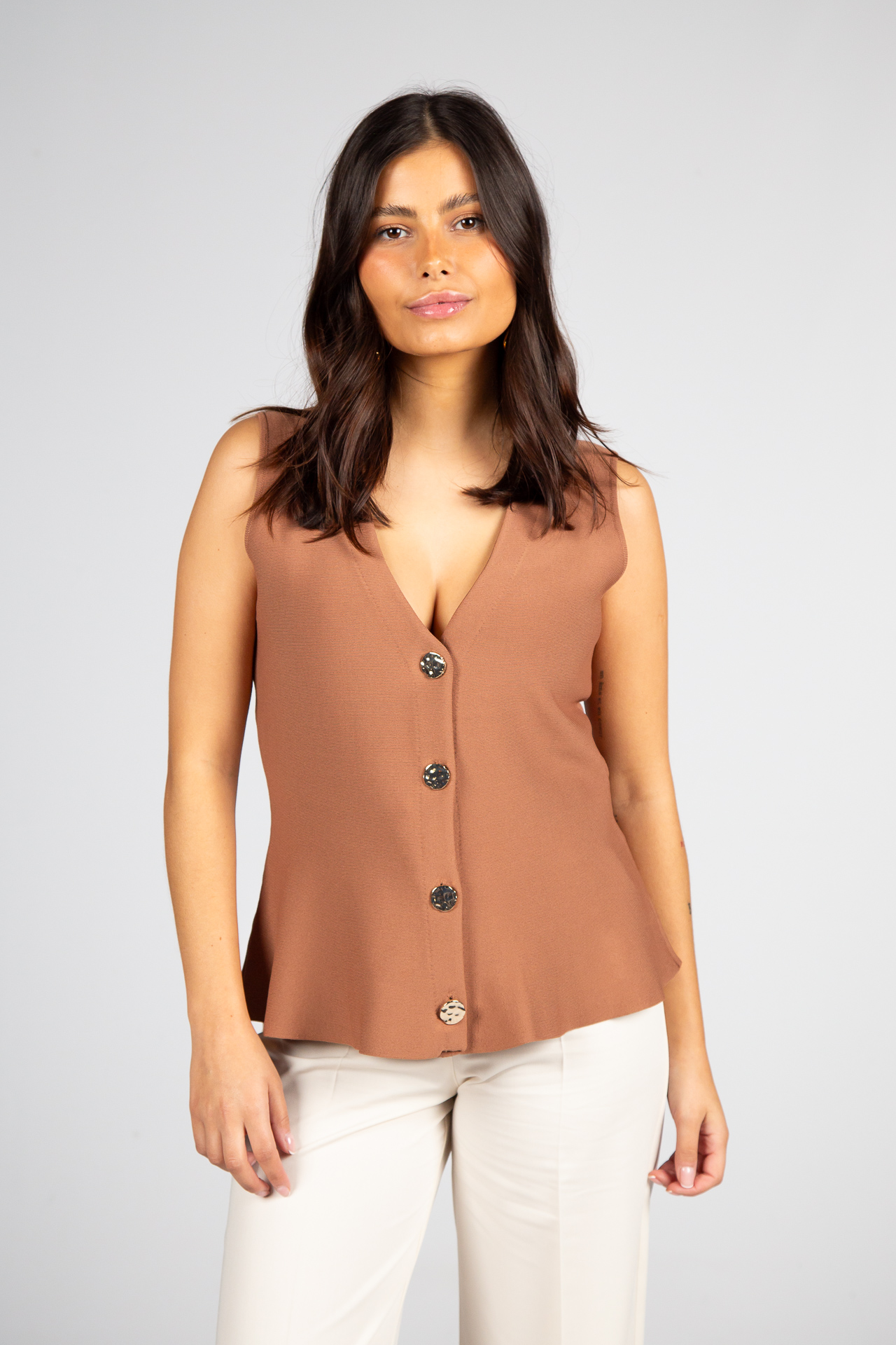 Knit peplum waistcoat
