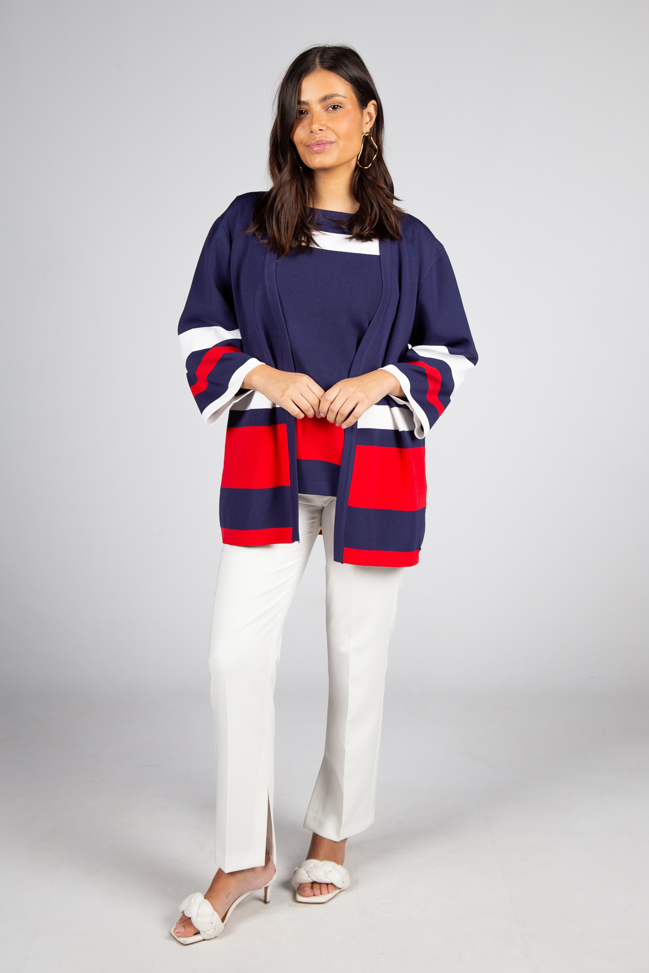 3/4-sleeve knitted jumper