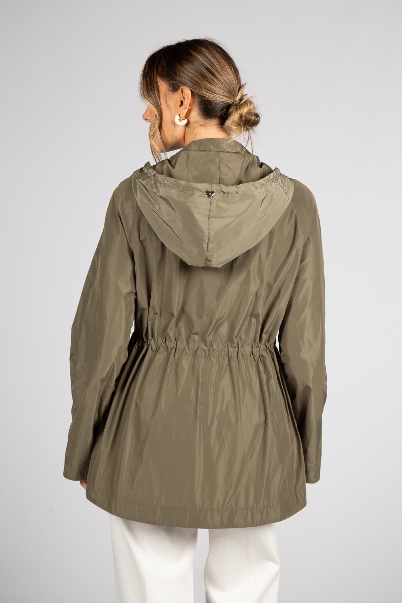 Khaki parka with removable hood
