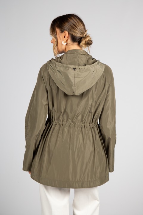 Khaki parka with removable hood