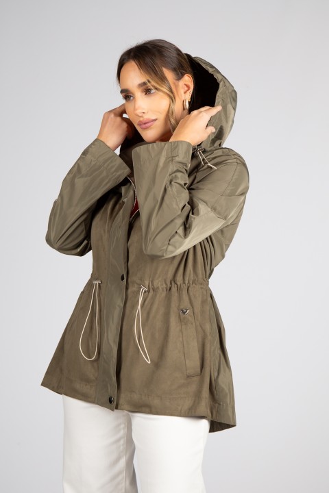Khaki parka with removable hood