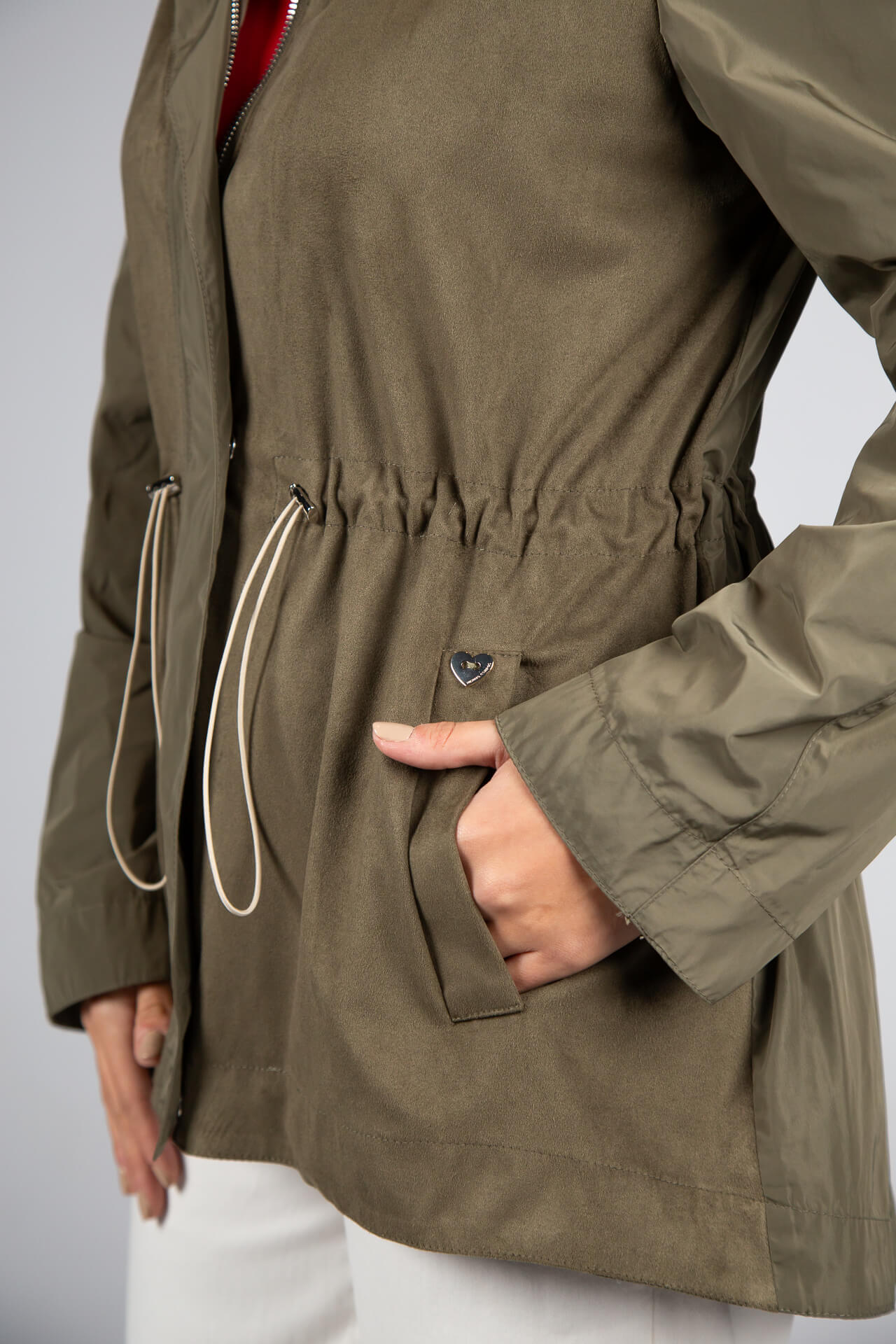 Khaki parka with removable hood