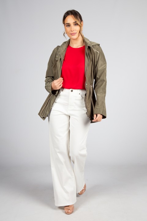 Khaki parka with removable hood
