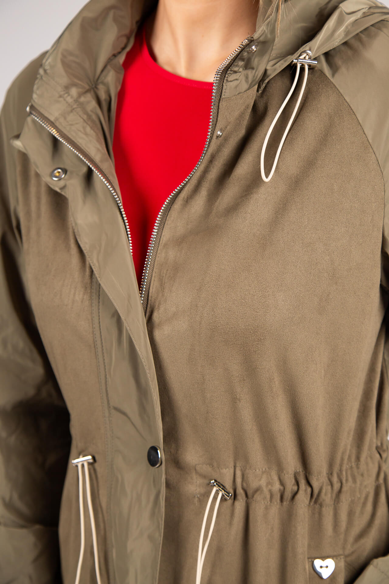 Khaki parka with removable hood