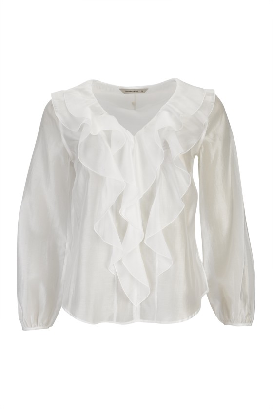 Atelier blouse with front ruffles