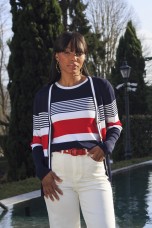 Knitted cardigan with stripe pattern
