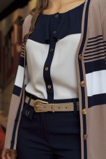 Knitted cardigan with stripe pattern