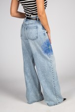 Pantalons à jambes larges avec fleur imprimée