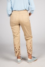 Pantalon beige brodé