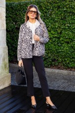 Reversible animal-print parka