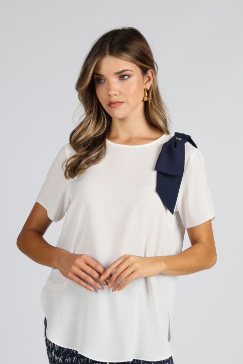 Blouse with shoulder bow