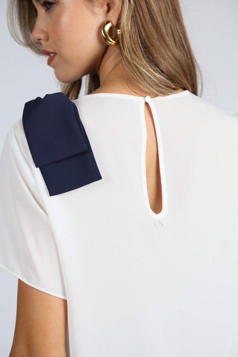 Blouse with shoulder bow