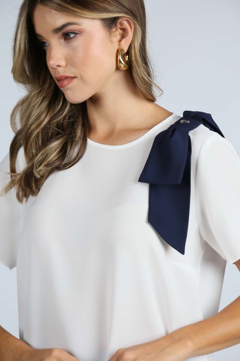 Blouse with shoulder bow
