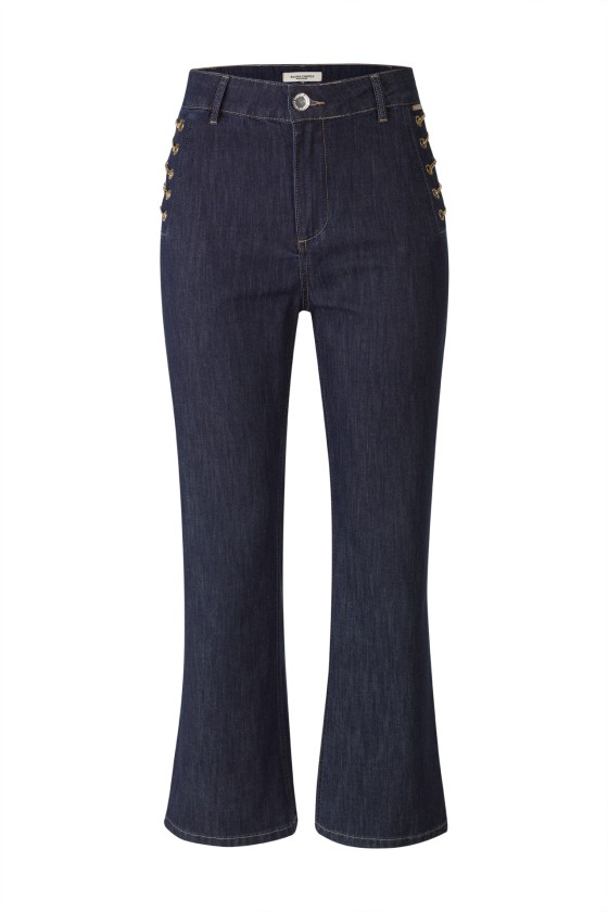 Denim trousers with gold chains