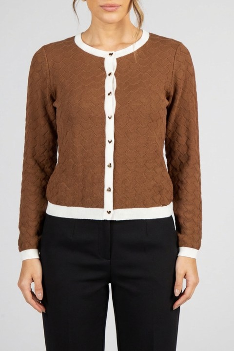 Knit cardigan with heart-shaped buttons