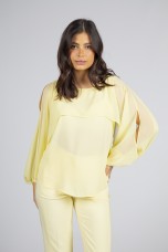 Blouse with cape-effect sleeves