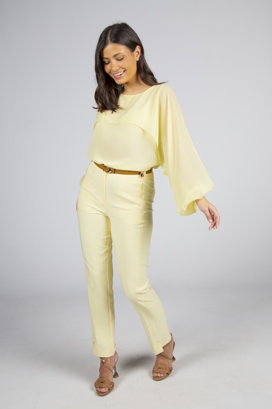 Blouse with cape-effect sleeves