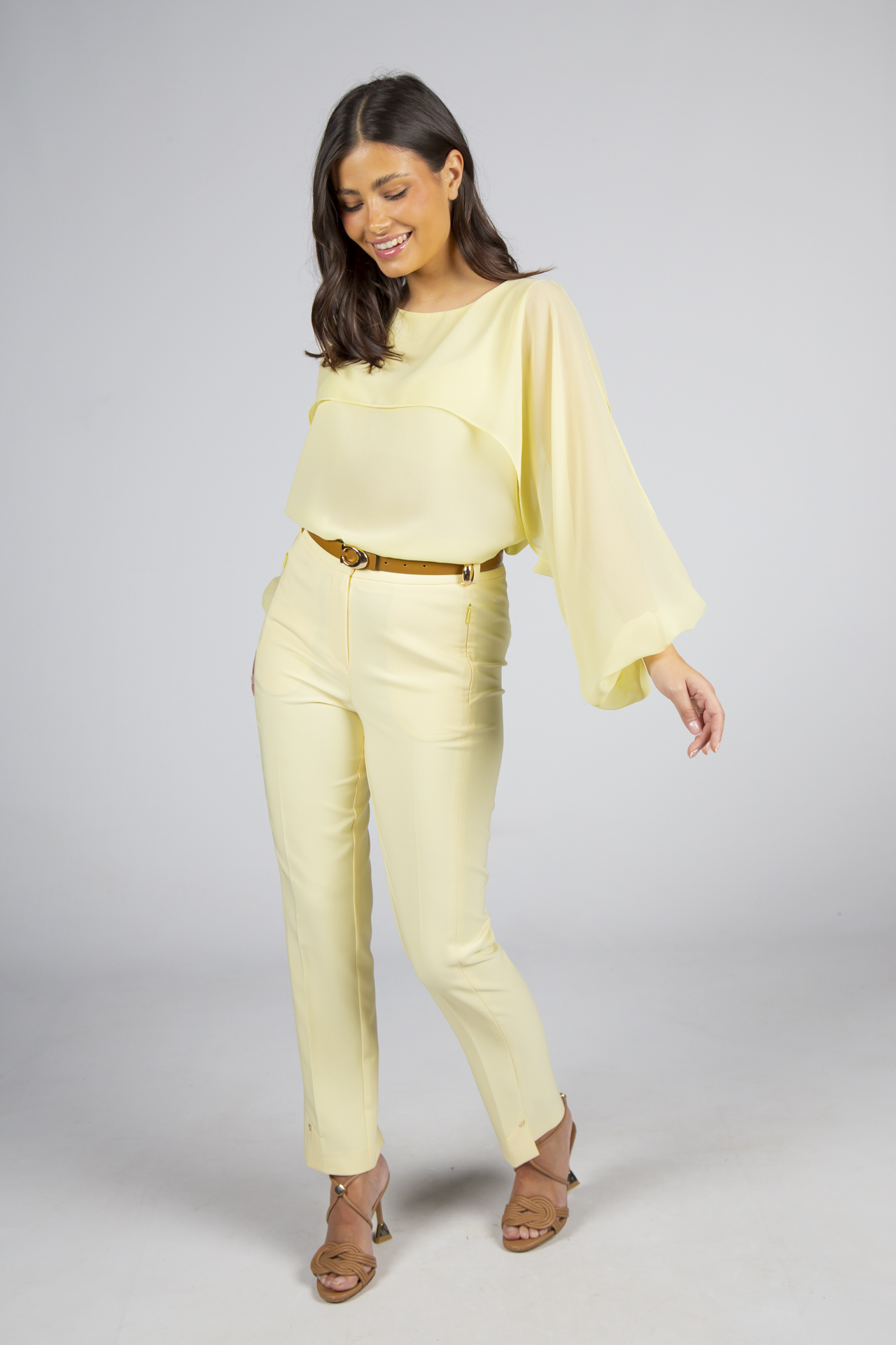 Blouse with cape-effect sleeves