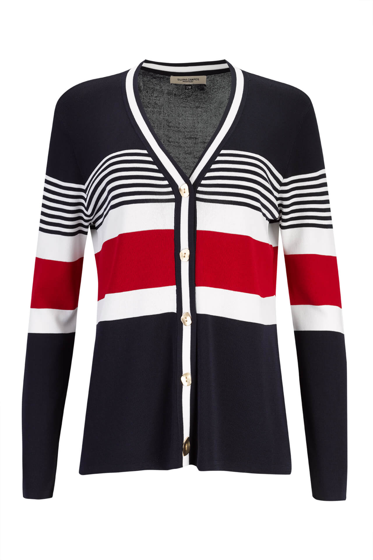 Knitted cardigan with stripe pattern