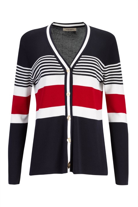 Knitted cardigan with stripe pattern Knitted cardigan with stripe pattern