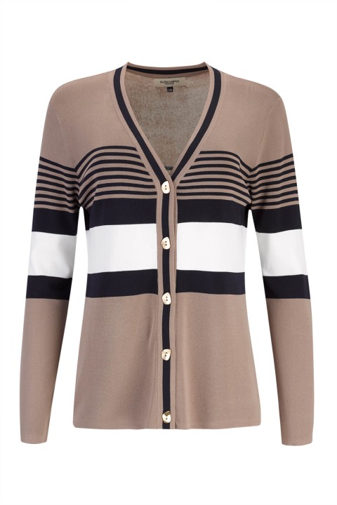Knitted cardigan with stripe pattern Knitted cardigan with stripe pattern