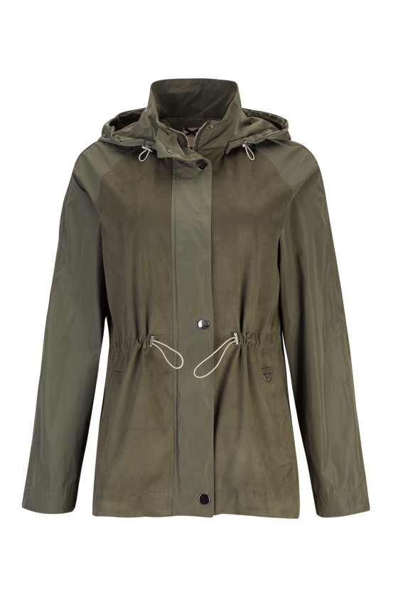 Khaki parka with removable hood