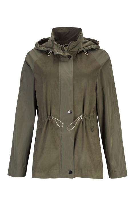 Khaki parka with removable hood