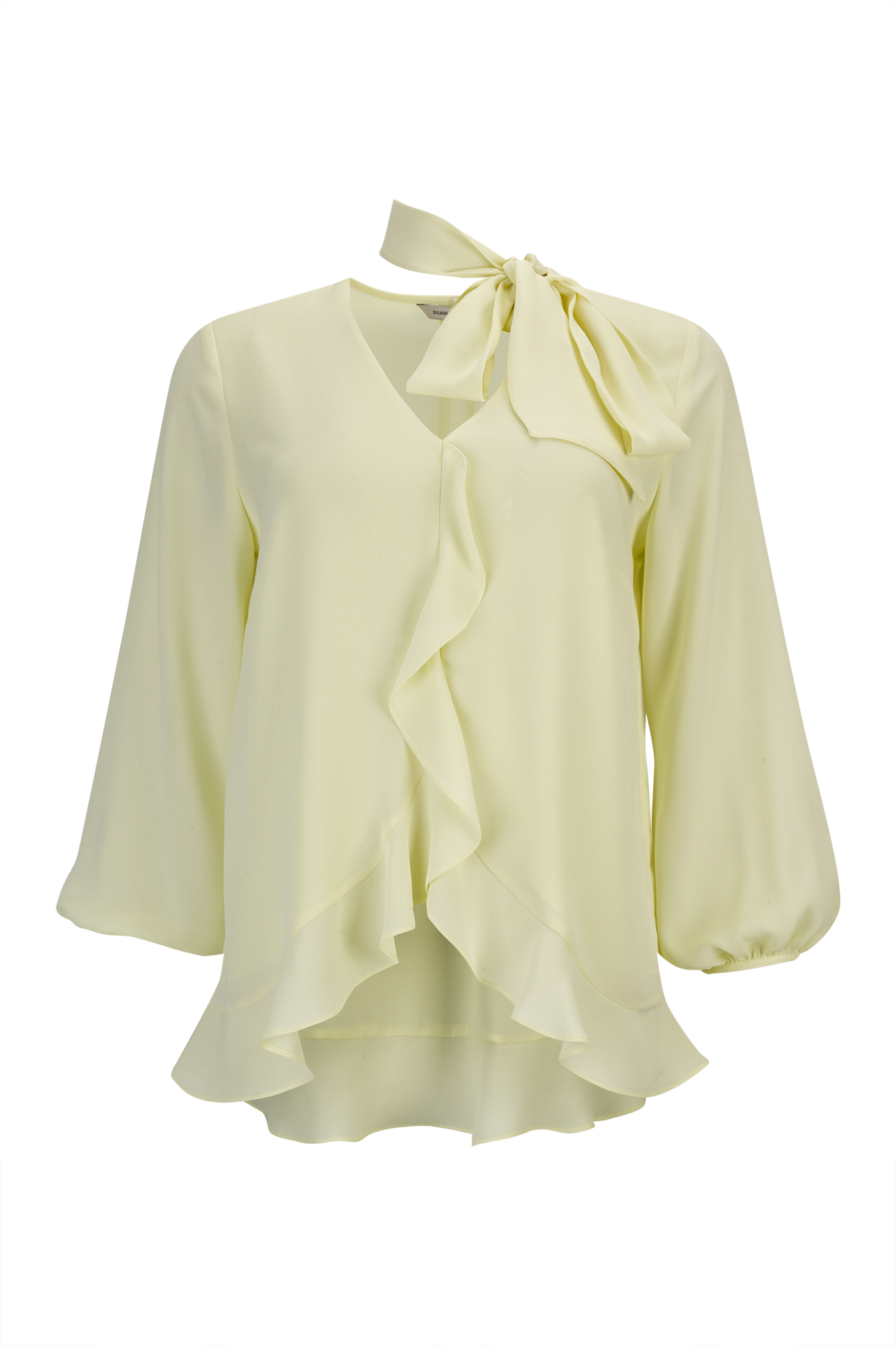 Blouse with ruffles and bow