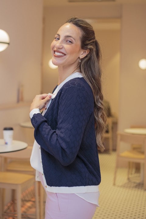 Knit cardigan with heart-shaped buttons
