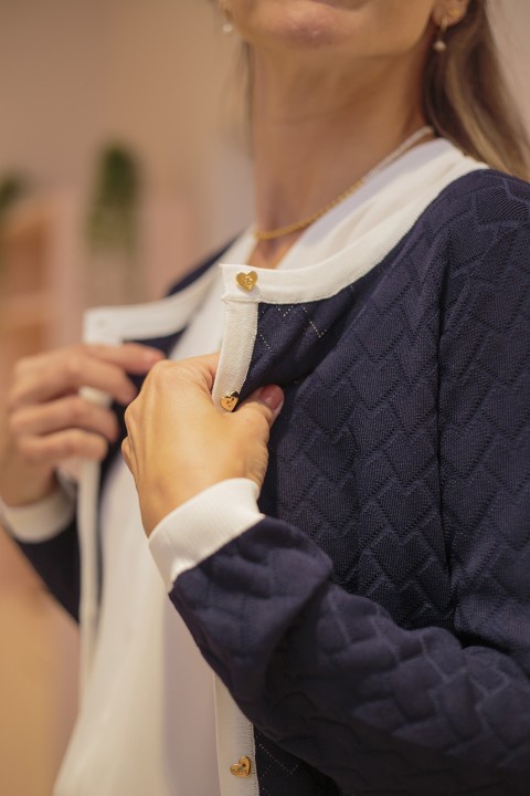 Knit cardigan with heart-shaped buttons
