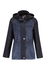 Navy blue parka with removable hood
