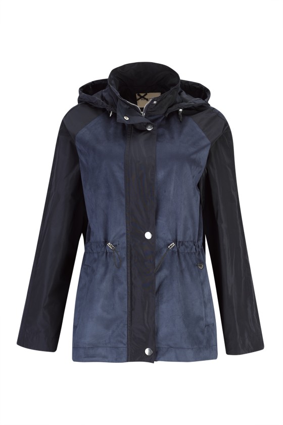 Navy blue parka with removable hood