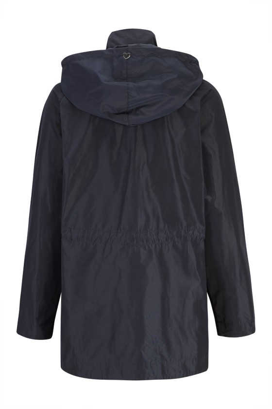 Navy blue parka with removable hood