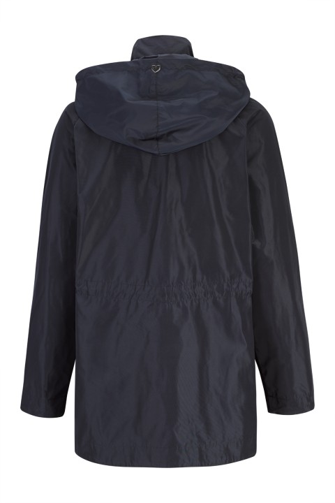 Navy blue parka with removable hood