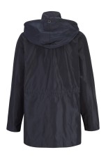 Navy blue parka with removable hood