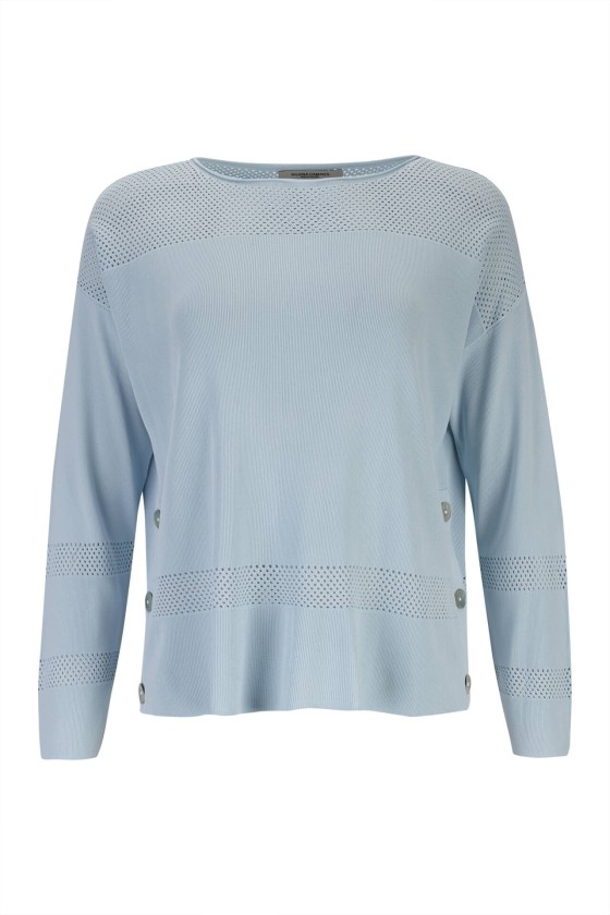 Knitted jumper with perforated areas