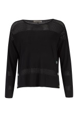 Knitted jumper with perforated areas