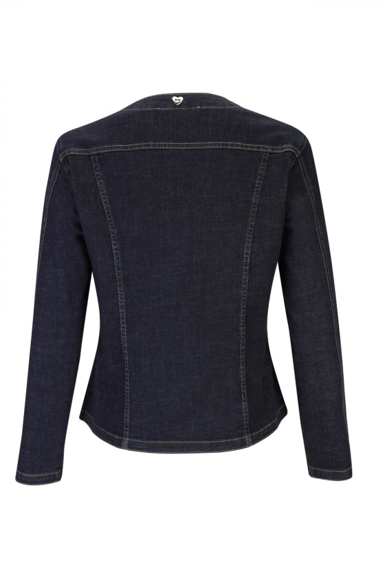 Denim jacket with gold buttons
