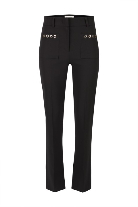 Straight-cut trousers with eyelets 