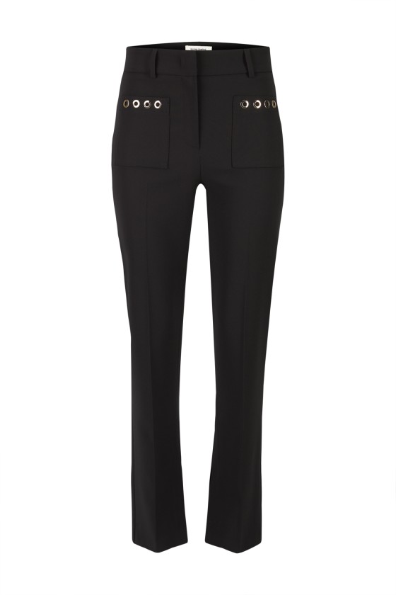 Straight-cut trousers with eyelets