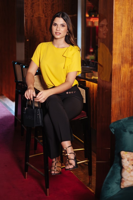 Blouse with shoulder bow