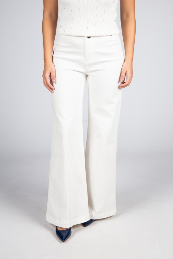 Twill trousers with flare cut