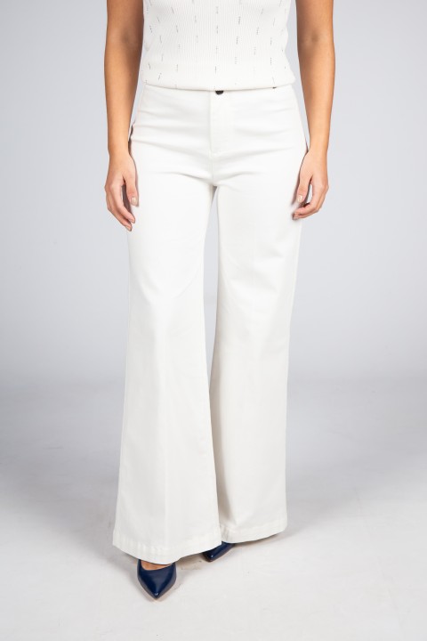 Twill trousers with flare cut