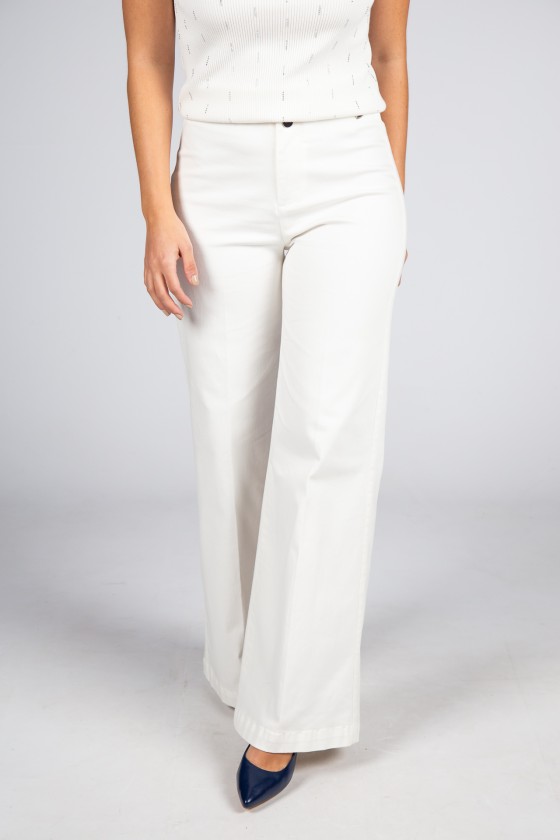 Twill trousers with flare cut