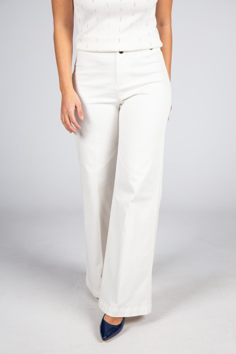 Twill trousers with flare cut