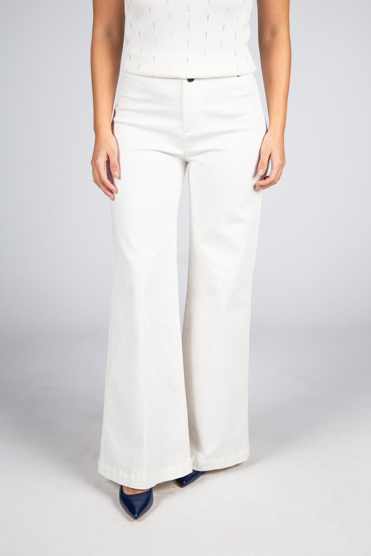 Twill trousers with flare cut