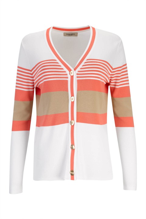 Knitted cardigan with stripe pattern Knitted cardigan with stripe pattern