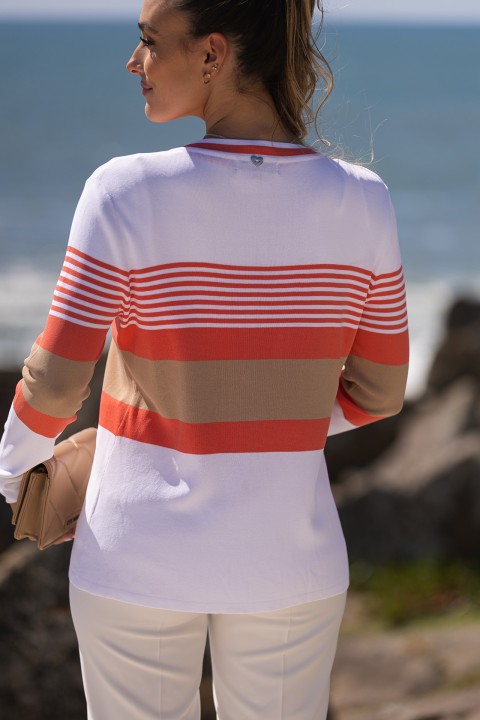 Knitted cardigan with stripe pattern Knitted cardigan with stripe pattern